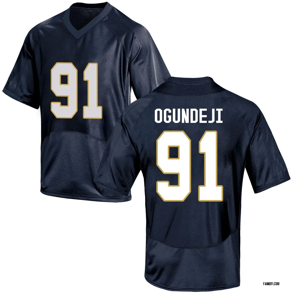 Men S Replica Adetokunbo Ogundeji Notre Dame Fighting Irish Football College Jersey Navy Blue Notre Dame Store